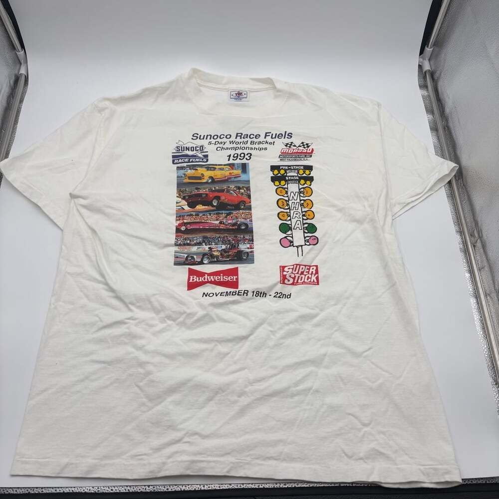 VTG 1993 Sunoco Race Fuels 5-Day World Bracket Championships T-Shirt XL White